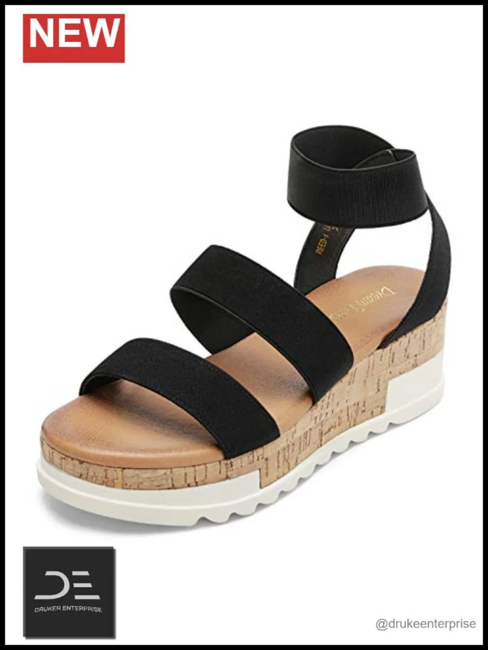 Open Toe Elastic Ankle Strap Flatform Platform Wedges Sandals